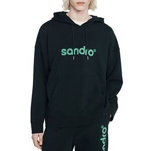 Sandro Retro Graphic Hoodie in Dark Green NEW NWT